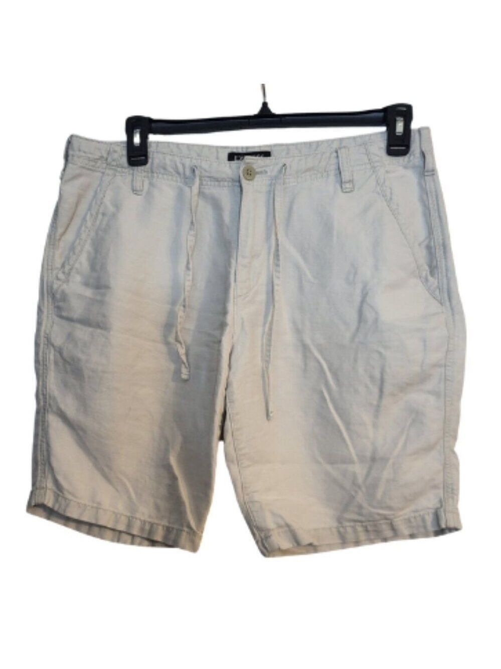 Express Men's Beige Cotton/ Linen Blend Shorts   KJ061424-C